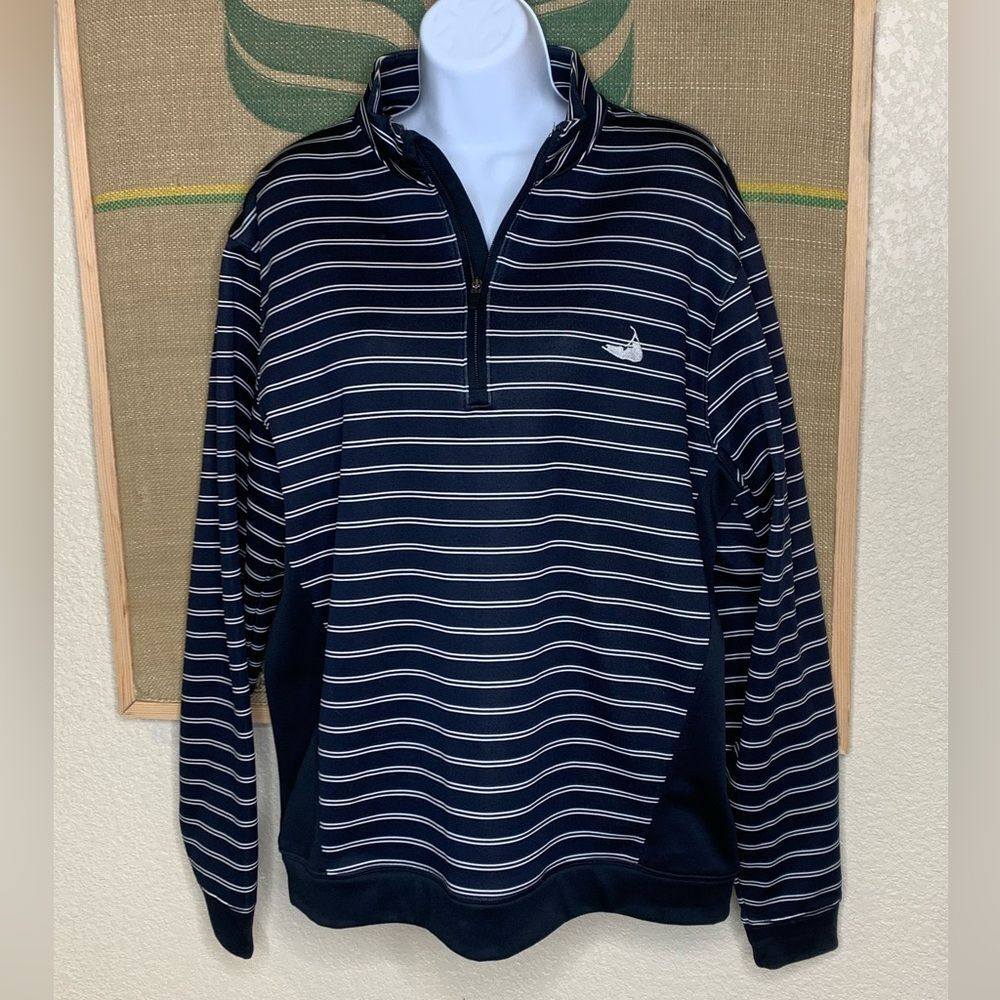 Cutter & Buck Men's Navy and White Zip-Up Sweater